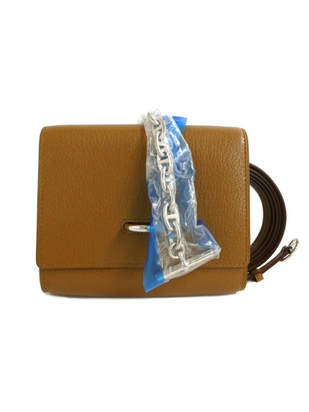 Hermes Chaine D'ancre to Go Blanc Zdre Chevre Silver Wallet on Chain Shoulder